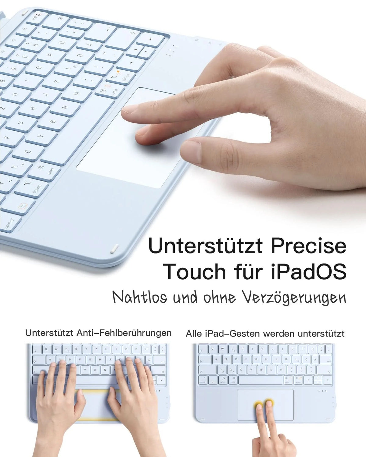 Inateck AceTouch Standard Keyboard mit Track-Pad iPad 2022-2026 / iPad Air 11“ 2020-2026 - Blau