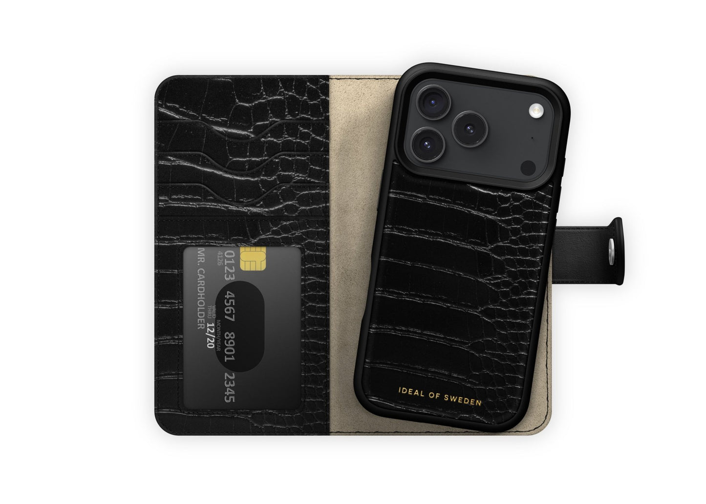 Ideal of Sweden Magnet Wallet+ MagSafe iPhone 17 Pro - Schwarz Kroko