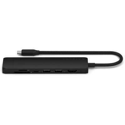 Erleben Sie verbesserte Konnektivität mit dem schlanken Satechi USB-C 7-in-1-Multiport-Adapter mit Ethernet in Schwarz. Dieser elegante, kompakte Hub von Satechi verfügt über mehrere Anschlüsse – darunter USB, HDMI, SD-Kartensteckplätze und sogar einen Ethernet-Anschluss – und bietet so vielseitige Erweiterungsmöglichkeiten. Sein stilvolles, rechteckiges Design und das kurze, geflochtene Kabel sorgen für Langlebigkeit und Mobilität, wo immer Sie auch hingehen.