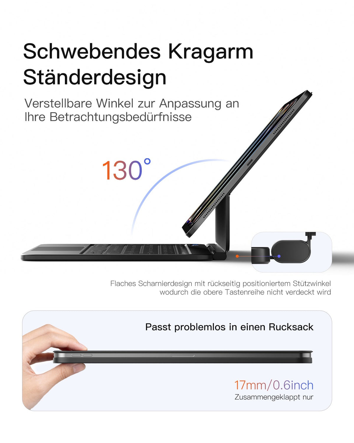 Inateck NeoMagic Premium Keyboard mit Track-Pad iPad iPad Air 11“ 2020-2026 / iPad Pro 11“ 2018-2022 - Schwarz