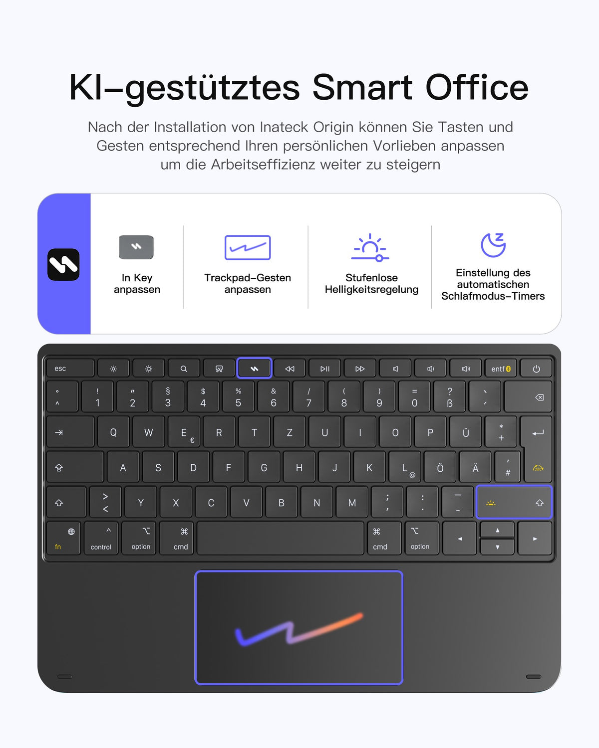 Inateck NeoMagic Premium Keyboard mit Track-Pad iPad iPad Air 13“ 2024-2026 - Schwarz