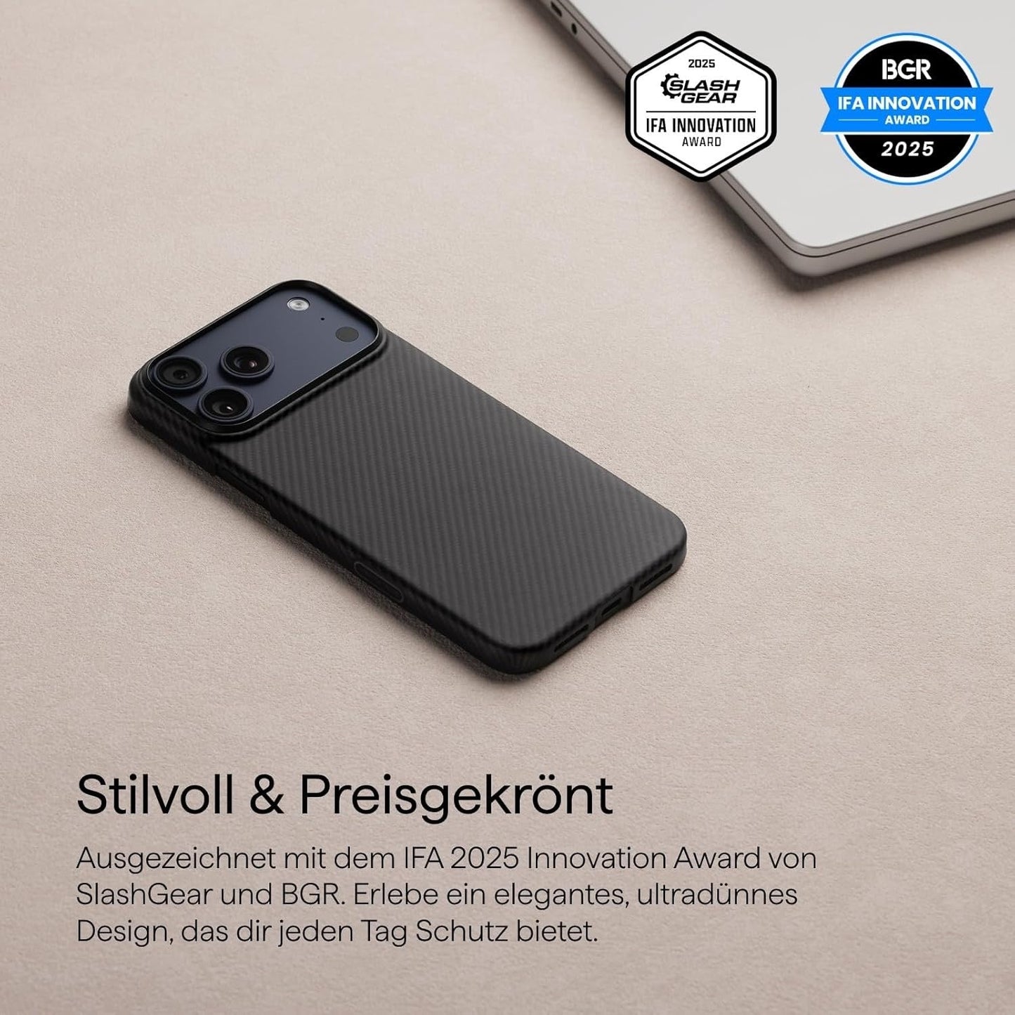 PITAKA Aramid Ultra Slim Case mit MagSafe, iPhone 17 Pro Max, Schwarz
