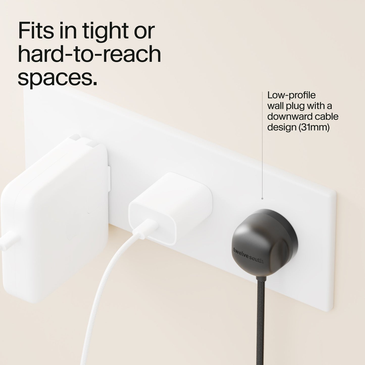 Twelve South PowerCord 30W USB-C 1,2m - Schwarz/Schiefer