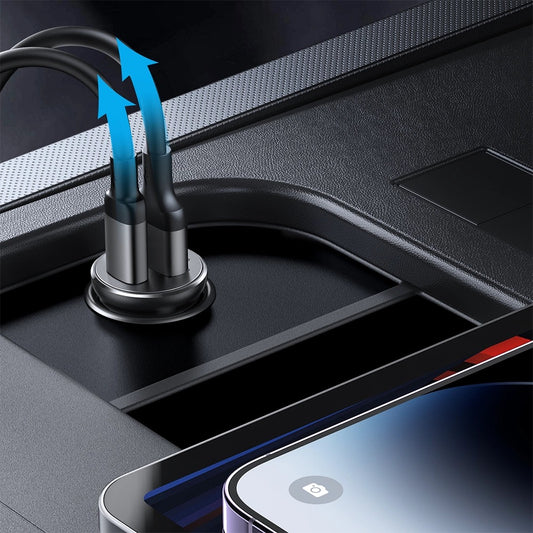 Joyroom 30W 2x USB-C mini car charger metal - black