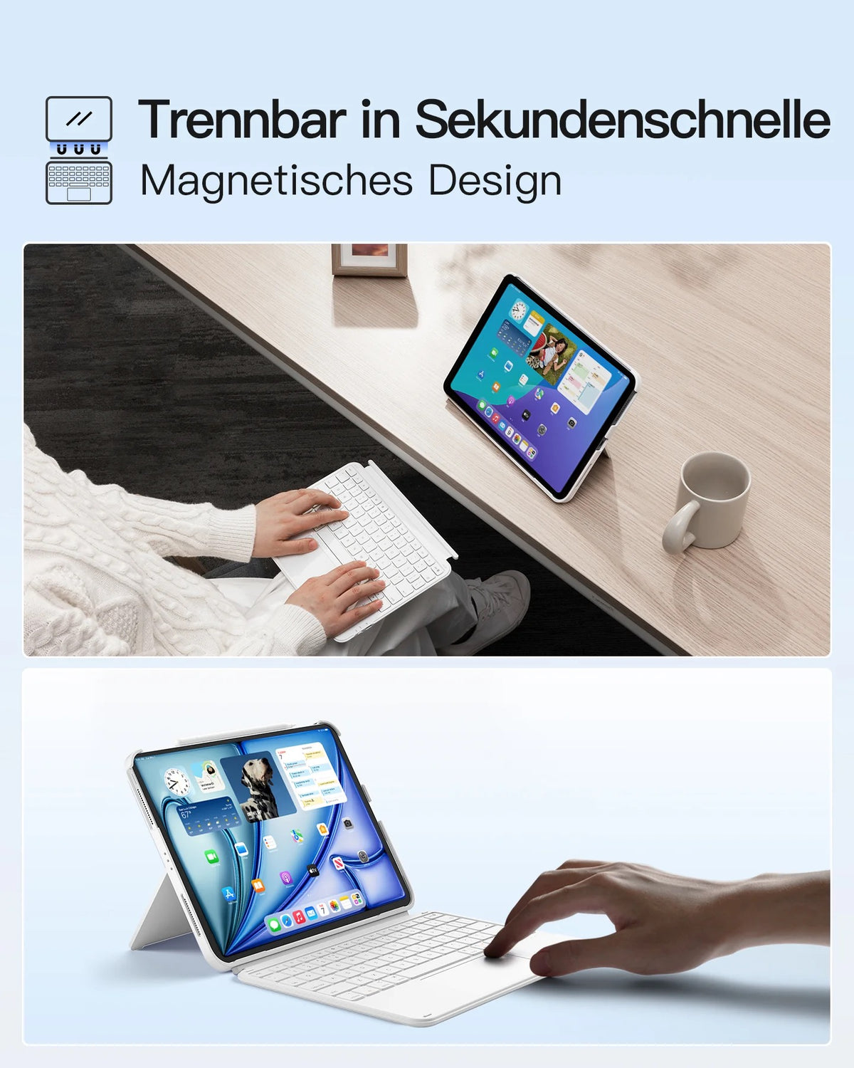 Inateck AceTouch Standard Keyboard mit Track-Pad iPad 2022-2026 / iPad Air 11“ 2020-2026 - Weiß