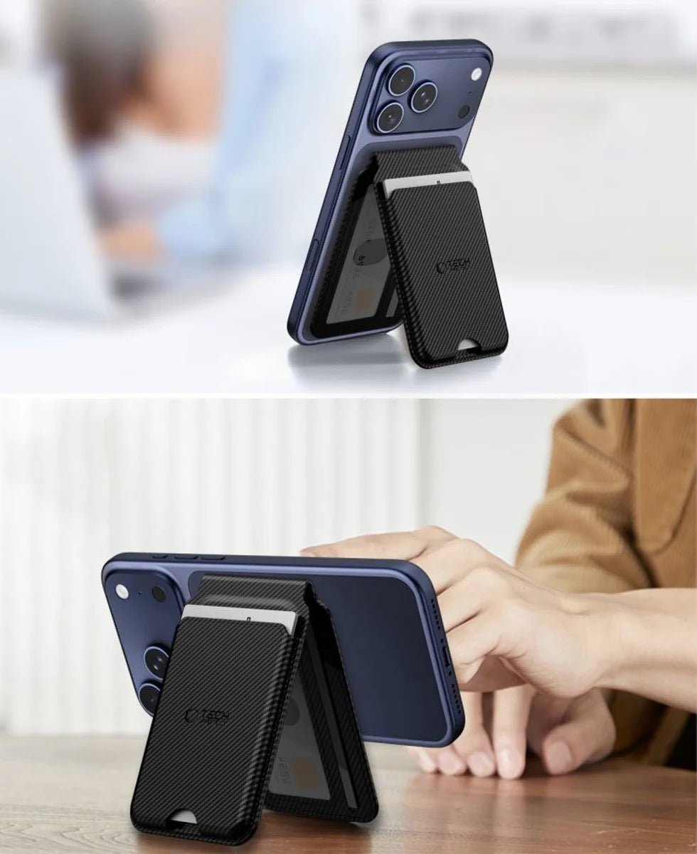 Tech Protect MagSafe Wallet mit Standfunktion- Schwarz Carbon