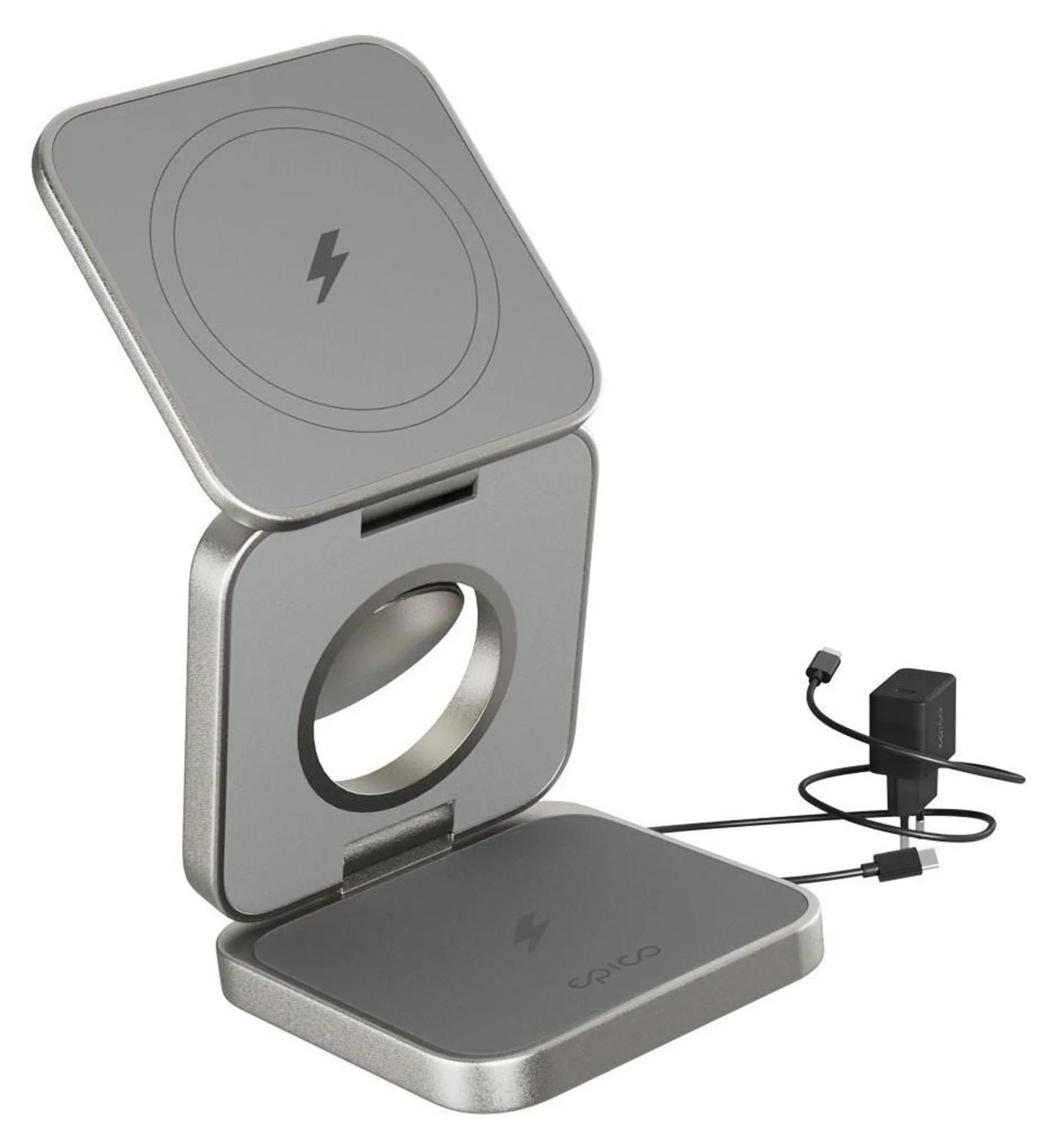 Epico UltraBase EF45 3in1 Fold Alu Mag+ Wireless Charging Stand - titanium