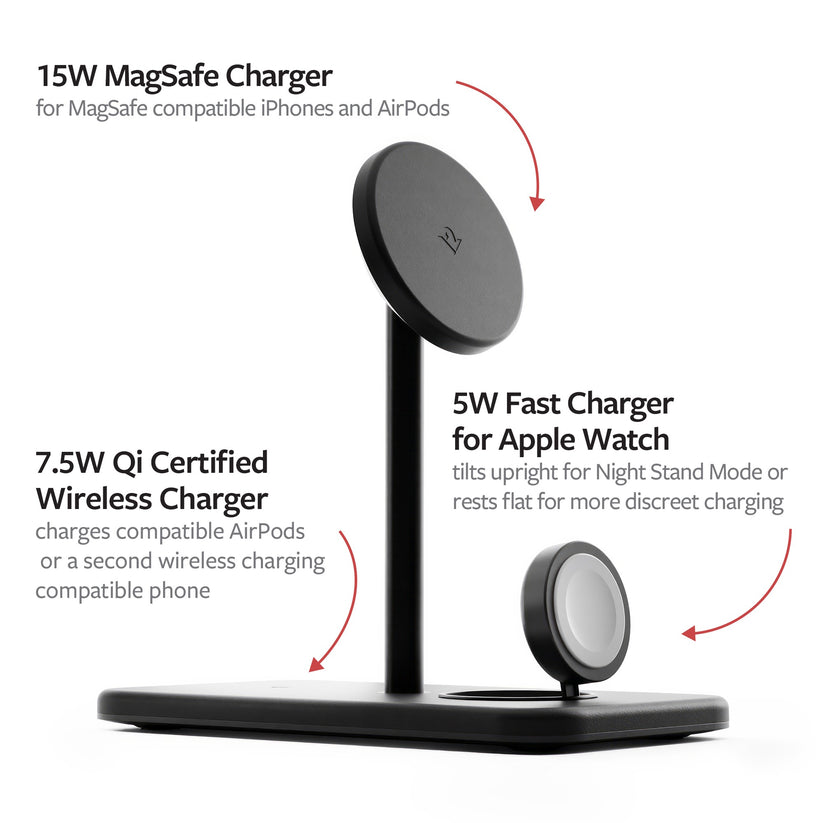 Twelve South HiRise 3 Deluxe 3-in-1 Wireless Charger – schwarz