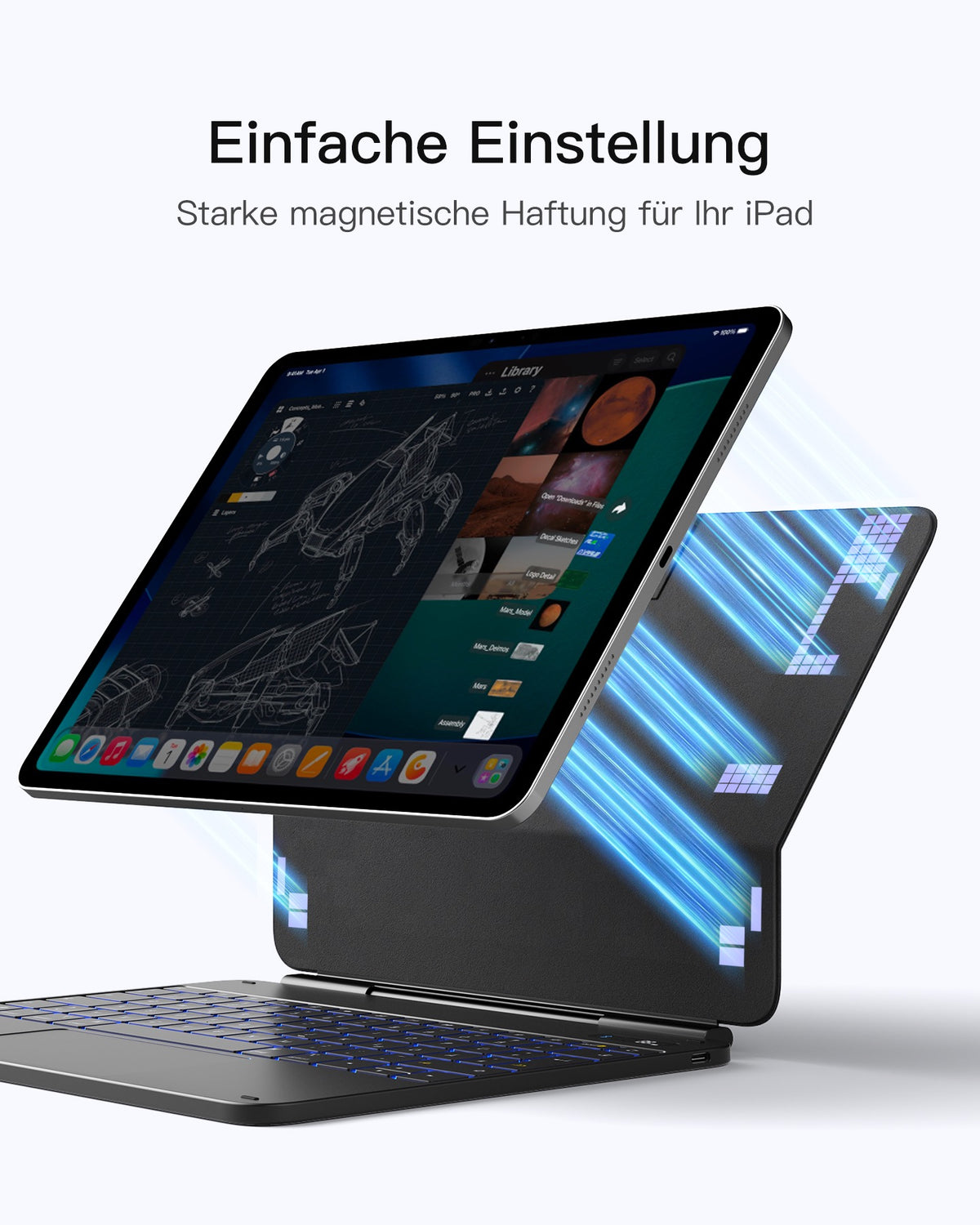 Inateck NeoMagic Premium Keyboard mit Track-Pad iPad iPad Air 13“ 2024-2026 - Schwarz