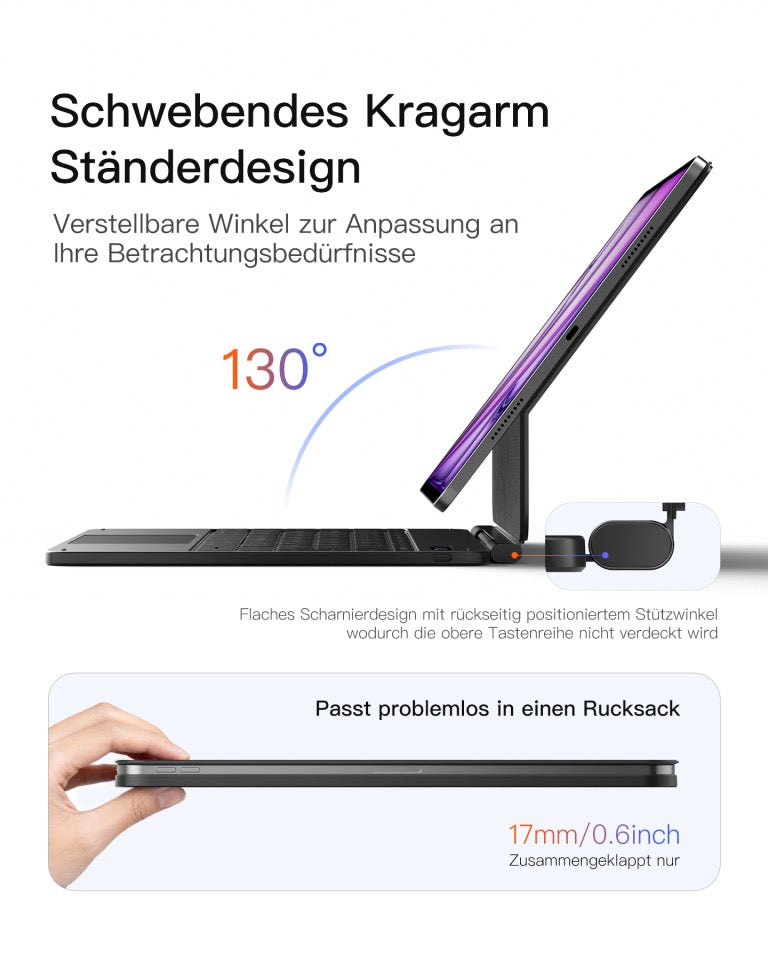 Inateck NeoMagic Premium Keyboard mit Track-Pad iPad iPad Air 13“ 2024-2026 - Schwarz