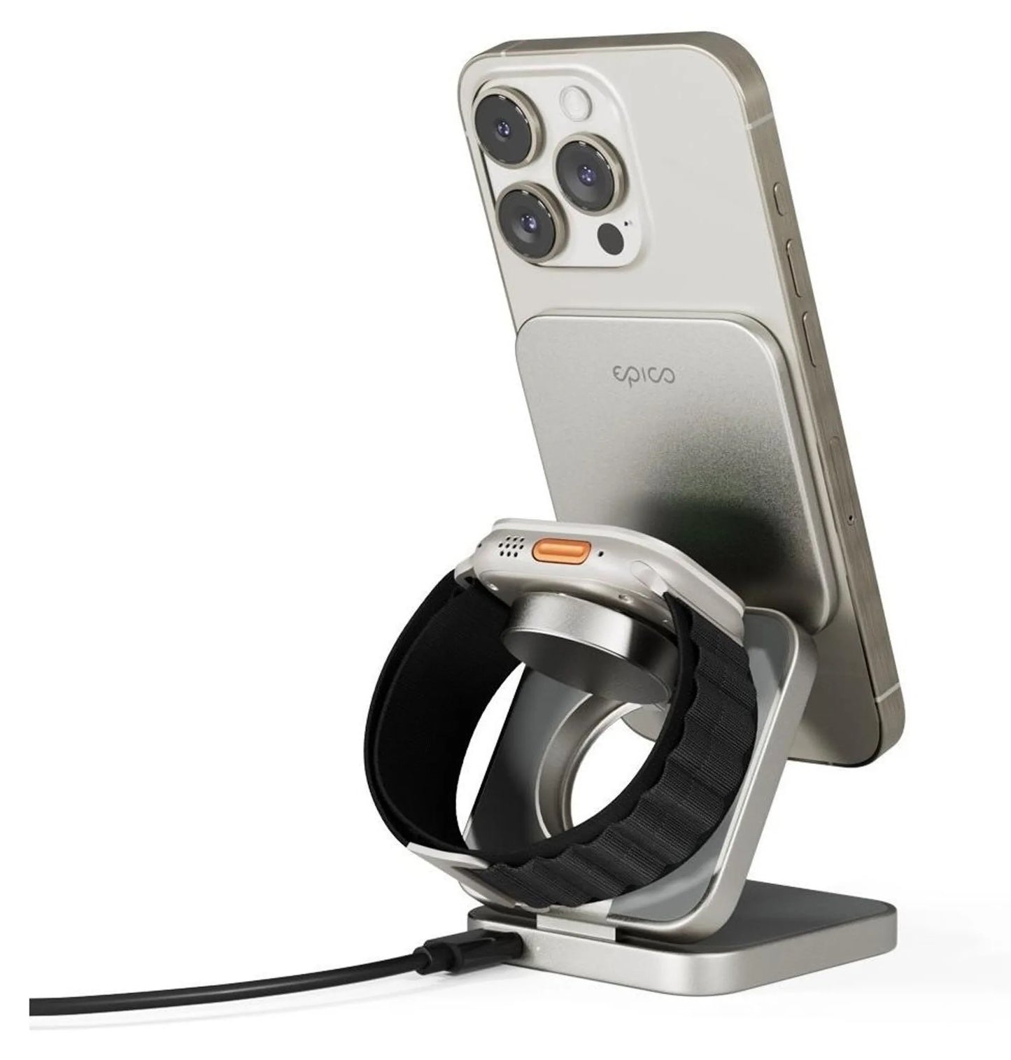 Epico UltraBase EF45 3in1 Fold Alu Mag+ Wireless Charging Stand - titanium