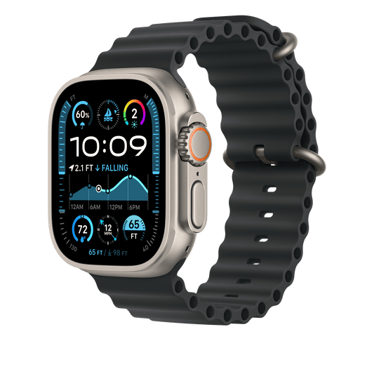 Apple Watch 49mm Ocean-Armband, schwarz - Gehäusefarbe natur