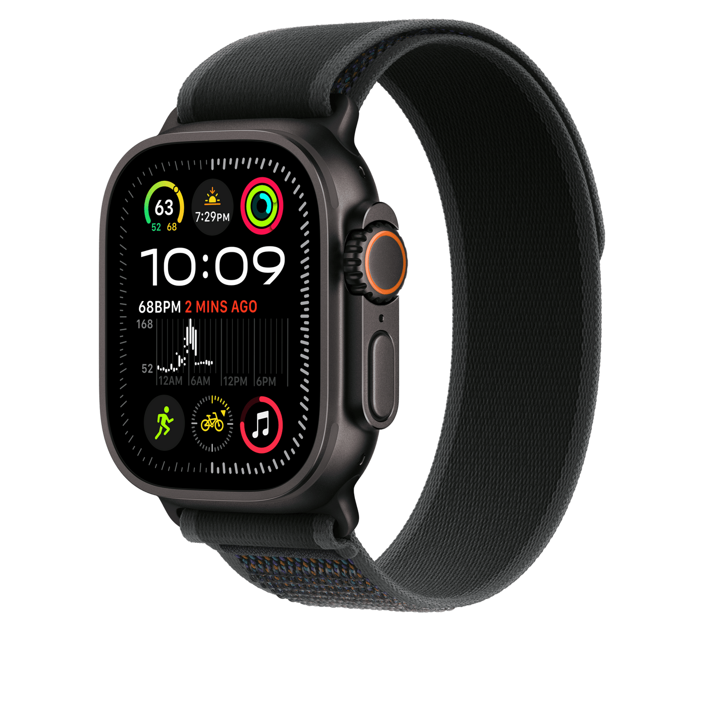Apple Watch 49mm Trail-Loop, schwarz - S/M - Gehäusefarbe schwarz