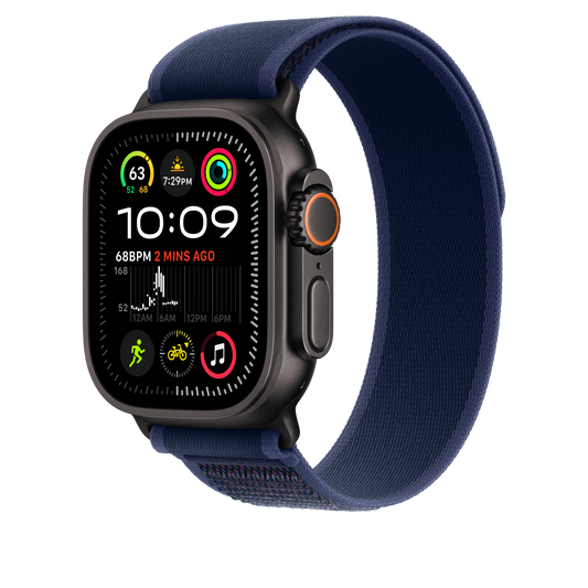 Apple Watch 49mm Trail-Loop, blau - M/L - Gehäusefarbe schwarz