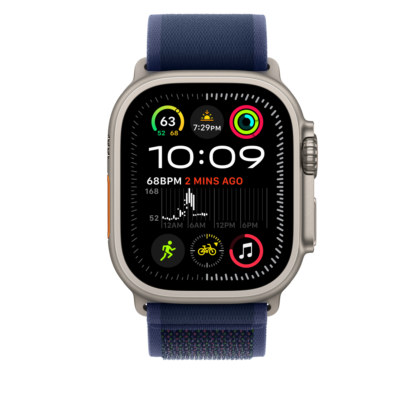 Apple Watch 49mm Trail-Loop, blau - S/M - Gehäusefarbe natur