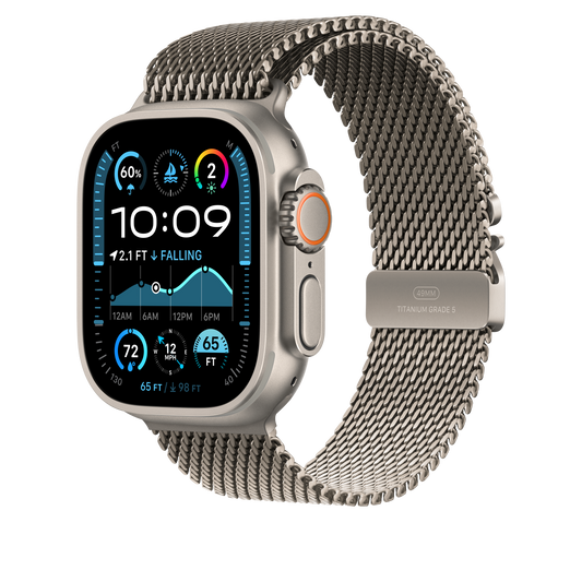 Apple Watch 49mm Milanaise Armband, Titan natur - medium