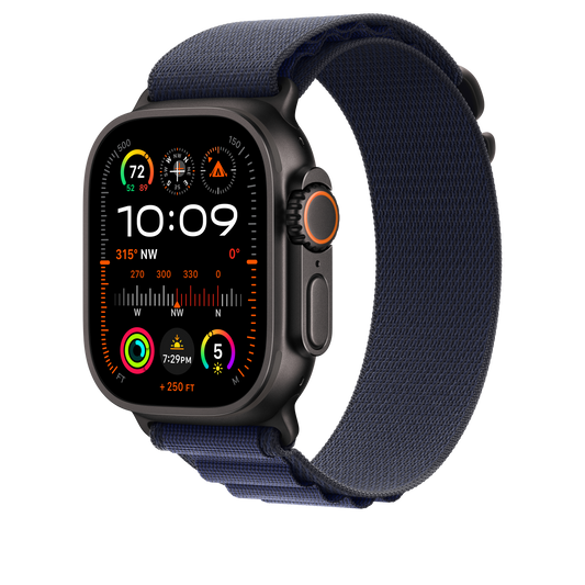 Apple Watch 49mm Alpin-Loop, marine - medium - Gehäusefarbe schwarz