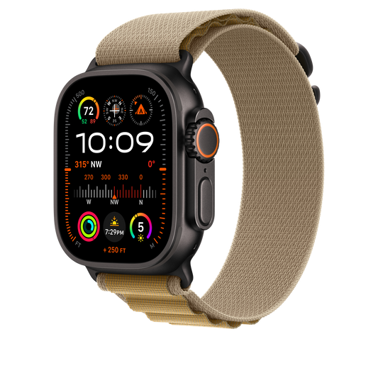 Apple Watch 49mm Alpin-Loop, mandel - large - Gehäusefarbe schwarz