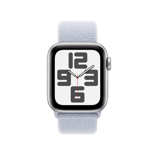Apple Watch SE GPS + Cellular, Aluminium silber, 40mm mit Sport-Loop, wolkenblau