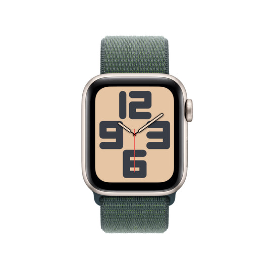Apple Watch SE GPS + Cellular, Aluminium polarstern, 40mm mit Sport-Loop, seegrün