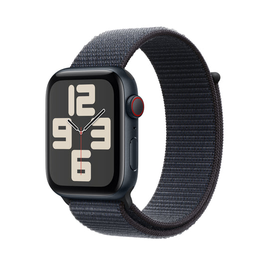 Apple Watch SE GPS + Cellular, Aluminium mitternacht, 44mm mit Sport-Loop, tinte