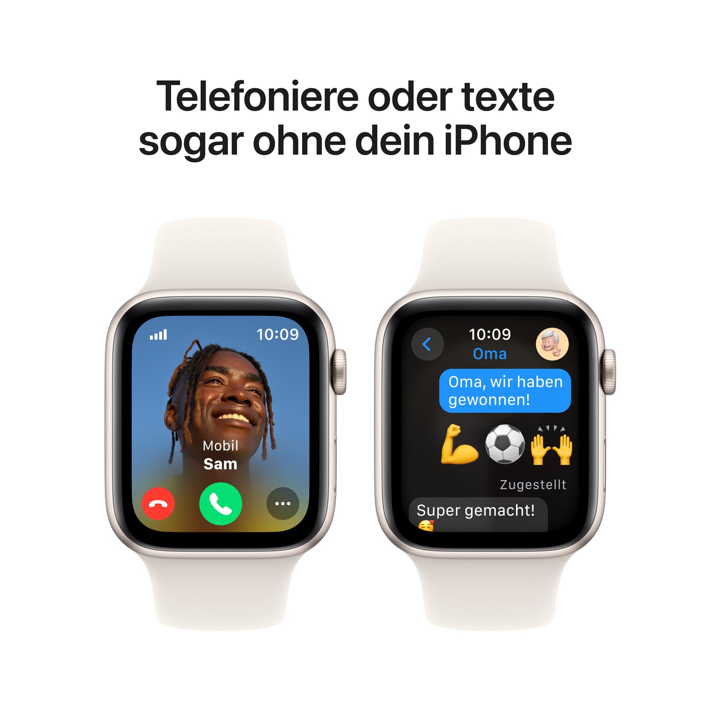 Apple Watch SE GPS + Cellular, Aluminium polarstern, 44mm mit Sportarmband, polarstern - S/M