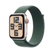 Apple Watch SE GPS + Cellular, Aluminium polarstern, 44mm mit Sport-Loop, seegrün