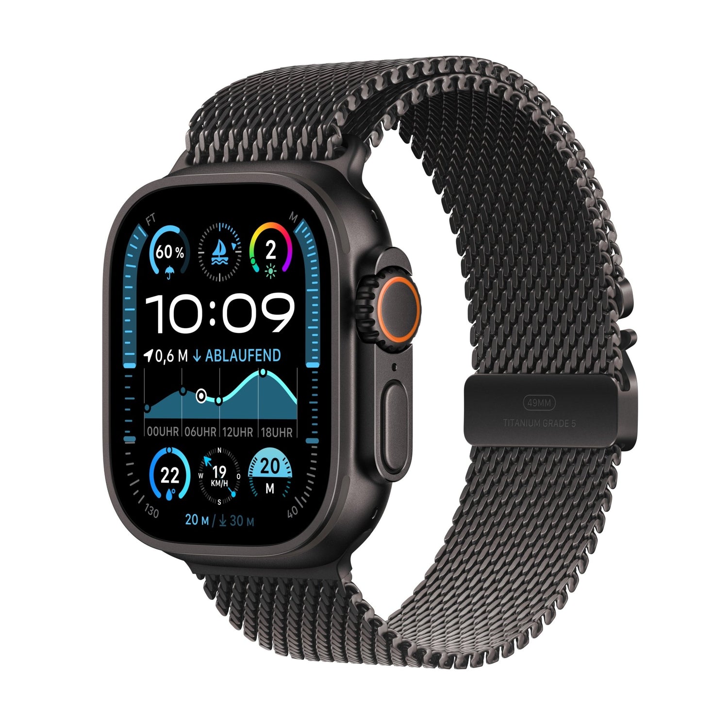 Apple Watch Ultra 2 GPS + Cellular, Titanium Black, 49mm with Milanese Loop, Titanium Black - M