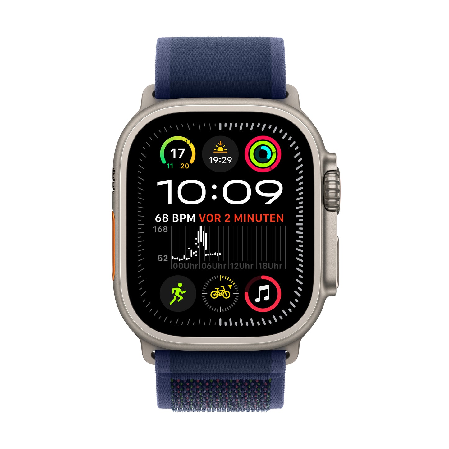 Apple Watch Ultra 2 GPS + Cellular, Titan natur, 49mm mit Trail-Armband, blau - M/L