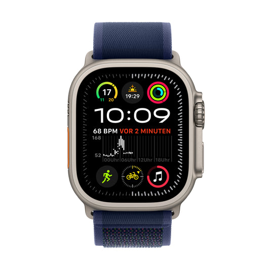 Apple Watch Ultra 2 GPS + Cellular, Titan natur, 49mm mit Trail-Armband, blau - M/L