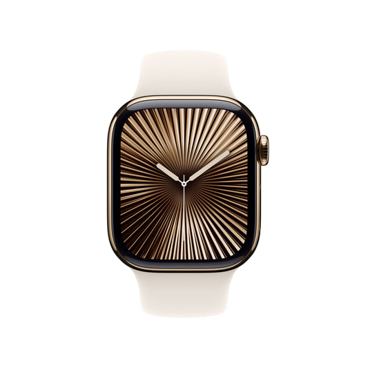 Apple Watch Series 10 GPS + Cellular, Titan gold, 42mm mit Sportarmband, polarstern - S/M