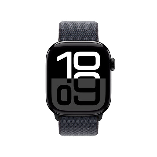 Apple Watch Series 10 GPS + Cellular, Aluminium diamantschwarz, 42mm mit Sport-Loop, tinte