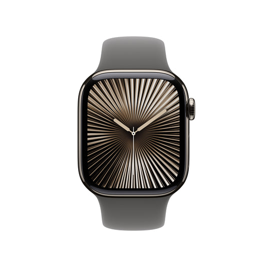 Apple Watch Series 10 GPS + Cellular, Titan natur, 42mm mit Sportarmband, steingrau - M/L