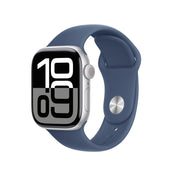 Apple Watch Series 10 GPS + Cellular, Aluminium silber, 42mm mit Sportarmband, denim - M/L