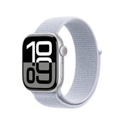 Apple Watch Series 10 GPS + Cellular, Aluminium silber, 42mm mit Sport-Loop, wolkenblau
