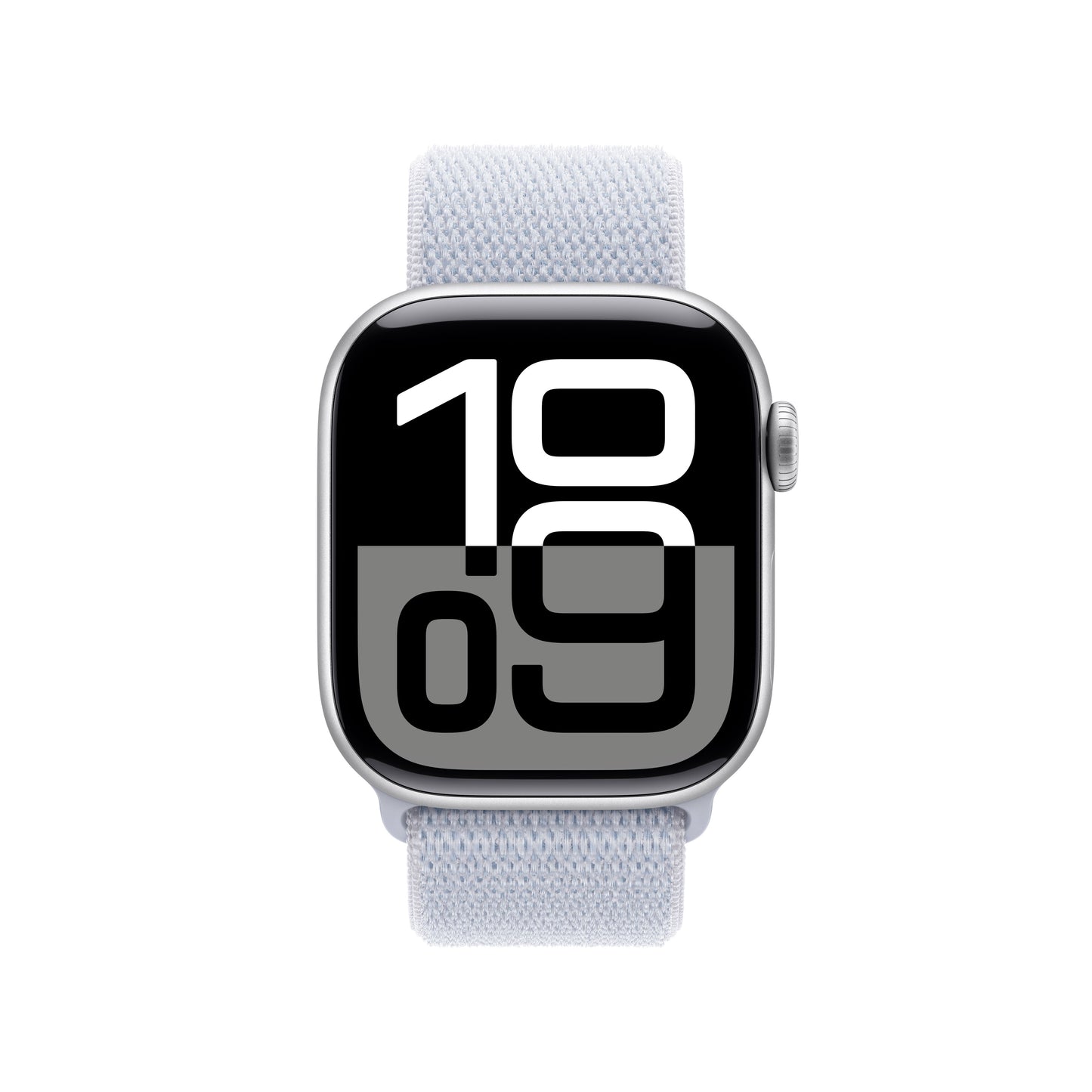 Apple Watch Series 10 GPS + Cellular, Aluminium silber, 42mm mit Sport-Loop, wolkenblau