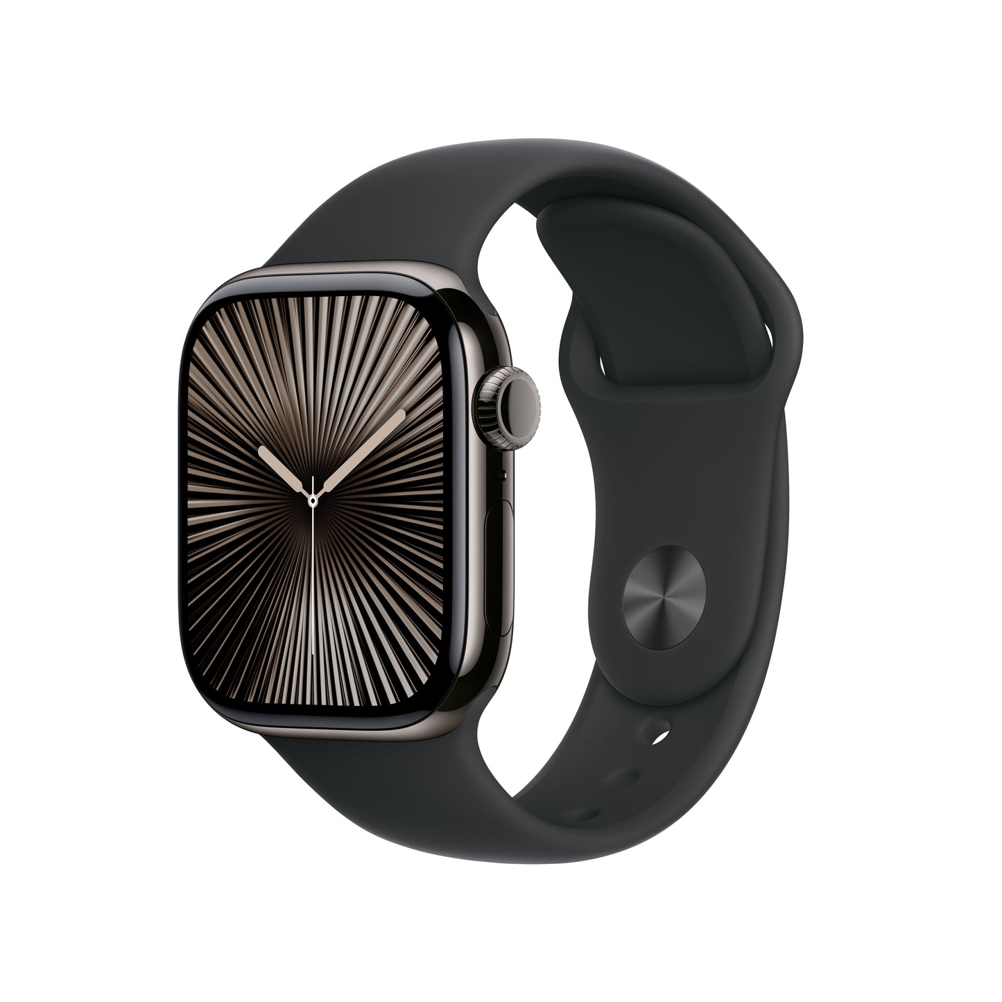 Apple Watch Series 10 GPS + Cellular, Titan schiefer, 42mm mit Sportarmband, schwarz - M/L