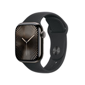 Apple Watch Series 10 GPS + Cellular, Titan schiefer, 42mm mit Sportarmband, schwarz - M/L