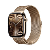 Apple Watch Series 10 GPS + Cellular, Titan gold, 46mm mit Milanaise-Armband, gold - S/M