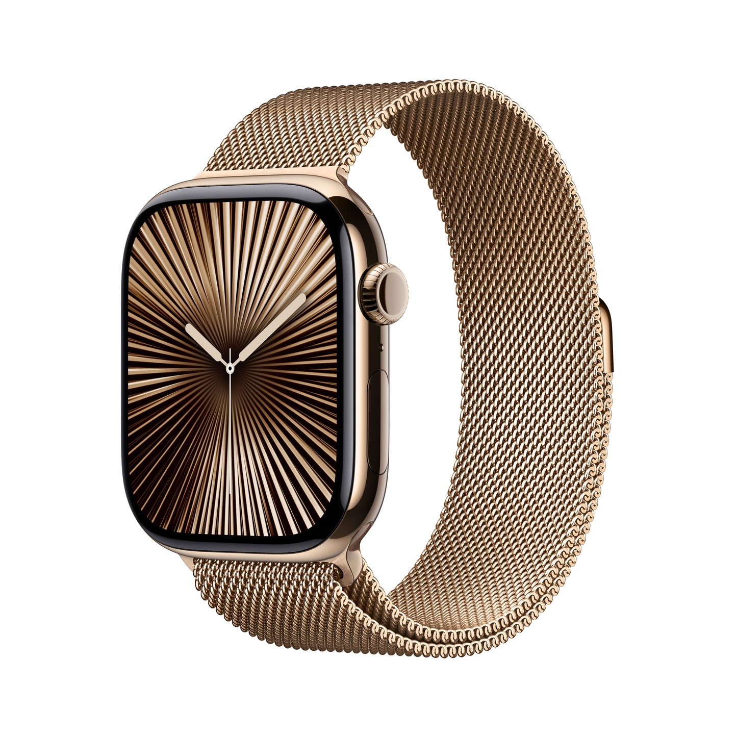 Apple Watch Series 10 GPS + Cellular, Titan gold, 46mm mit Milanaise-Armband, gold - M/L