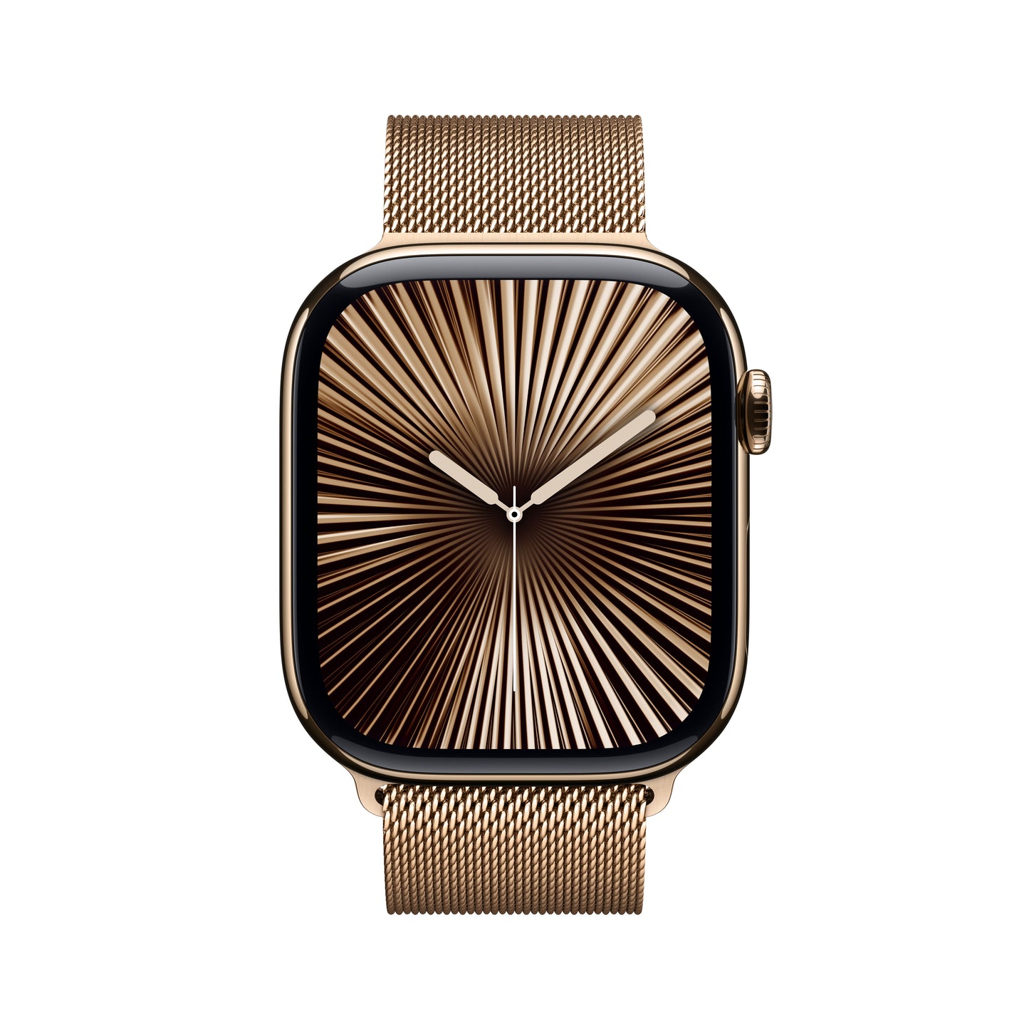 Apple Watch Series 10 GPS + Cellular, Titan gold, 46mm mit Milanaise-Armband, gold - M/L