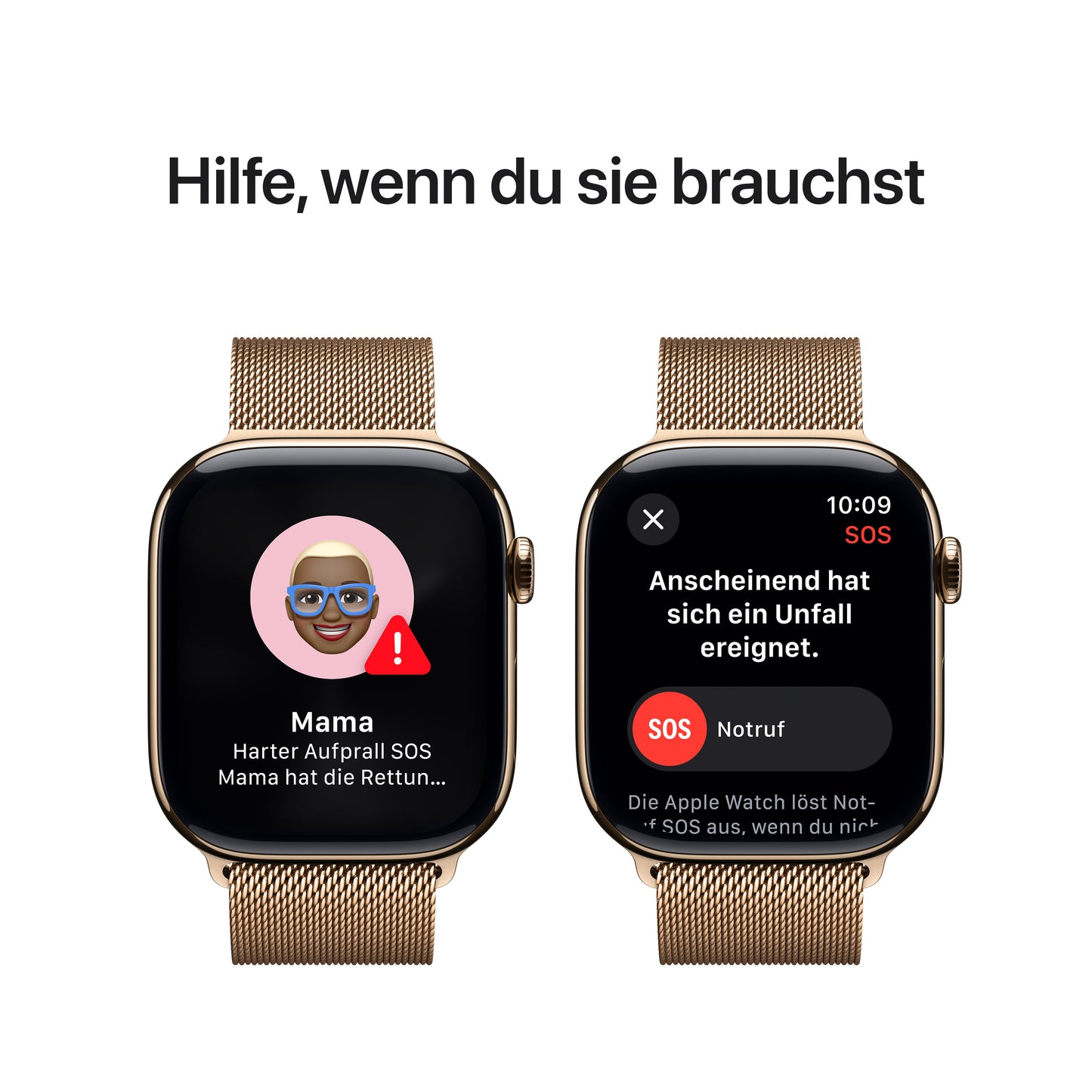 Apple Watch Series 10 GPS + Cellular, Titan gold, 46mm mit Milanaise-Armband, gold - M/L