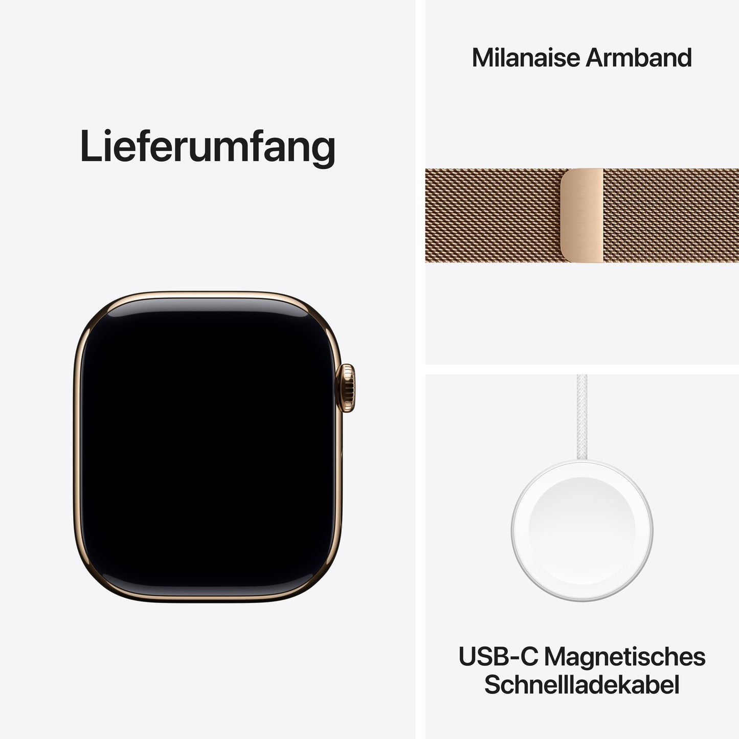 Apple Watch Series 10 GPS + Cellular, Titan gold, 46mm mit Milanaise-Armband, gold - M/L