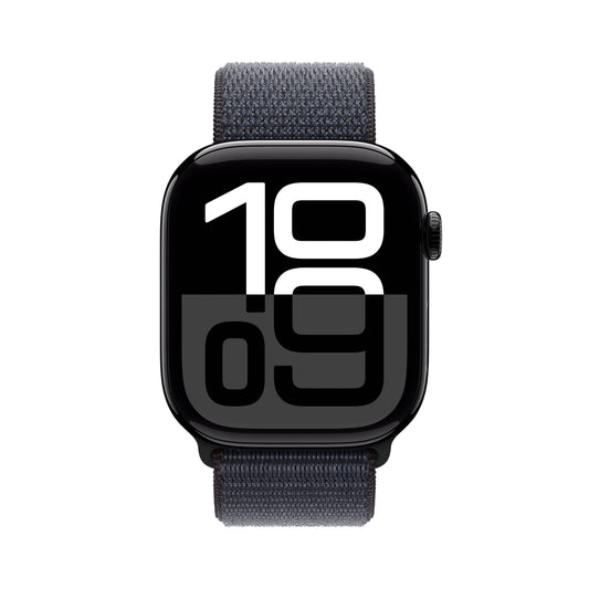 Apple Watch Series 10 GPS + Cellular, Aluminium diamantschwarz, 46mm mit Sport-Loop, tinte