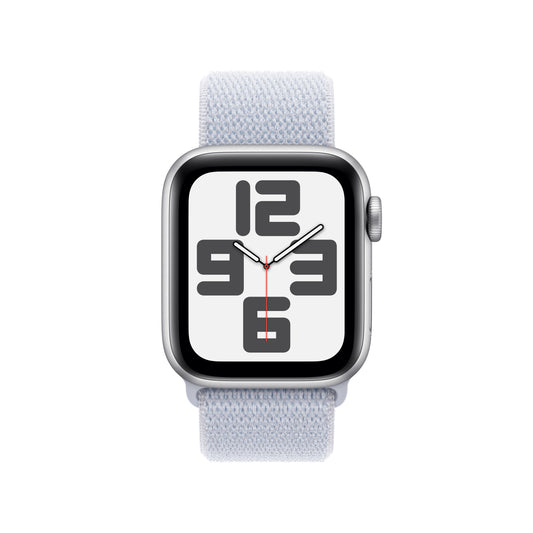 Apple Watch SE GPS, Aluminium silber, 40mm mit Sport-Loop, wolkenblau