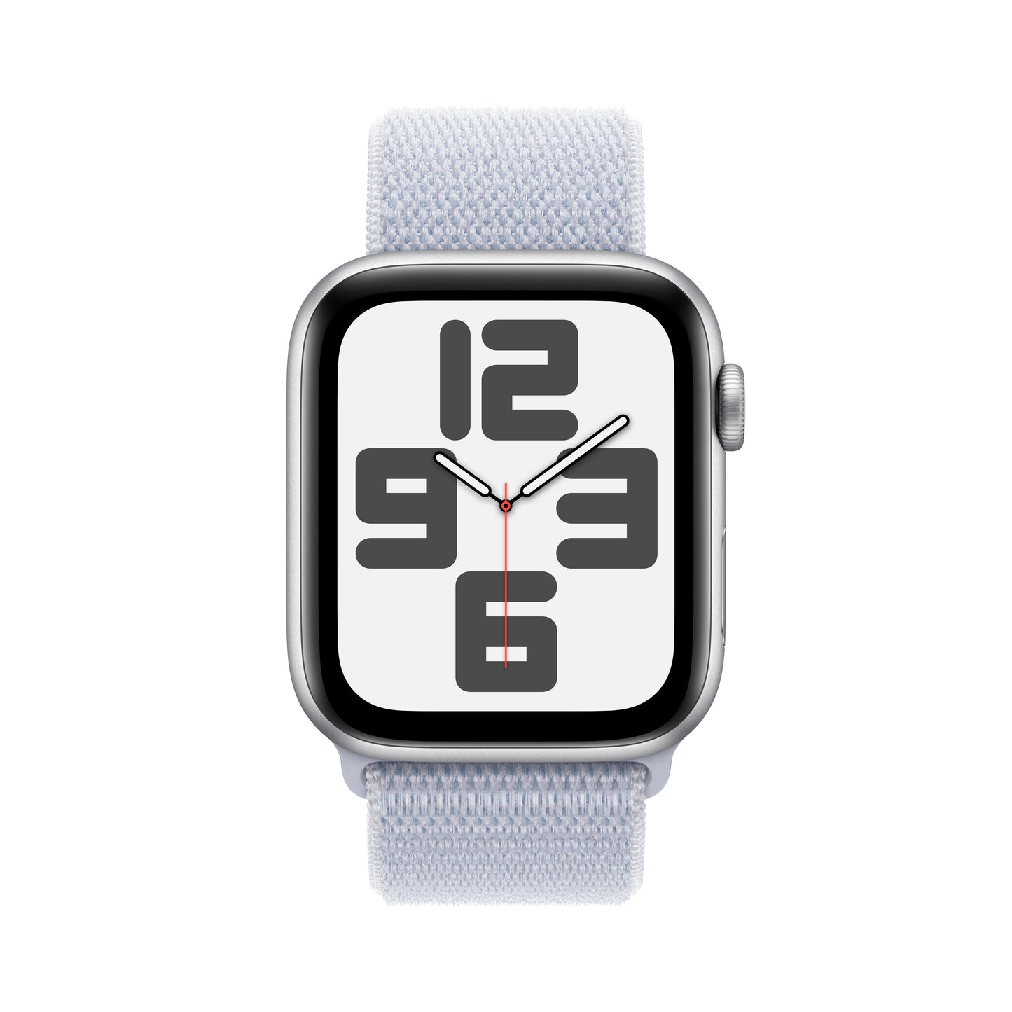 Apple Watch SE GPS, Aluminium silber, 44mm mit Sport-Loop, wolkenblau