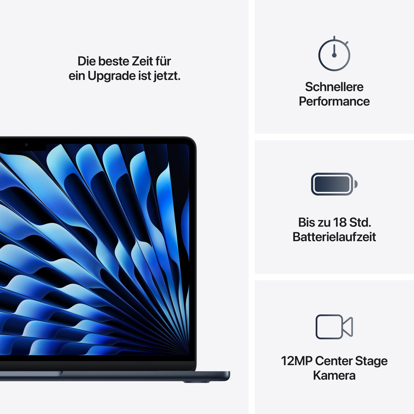 MacBook Air 13 Zoll mit M4 Chip, 10-Core CPU und 10-Core GPU, 16GB, 512GB SSD, mitternacht