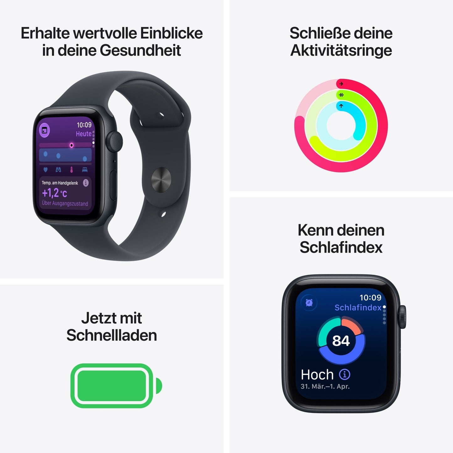 Apple Watch SE 3 GPS 40mm Mitternacht Aluminium Case mit Mitternacht Sportarmband - S/M