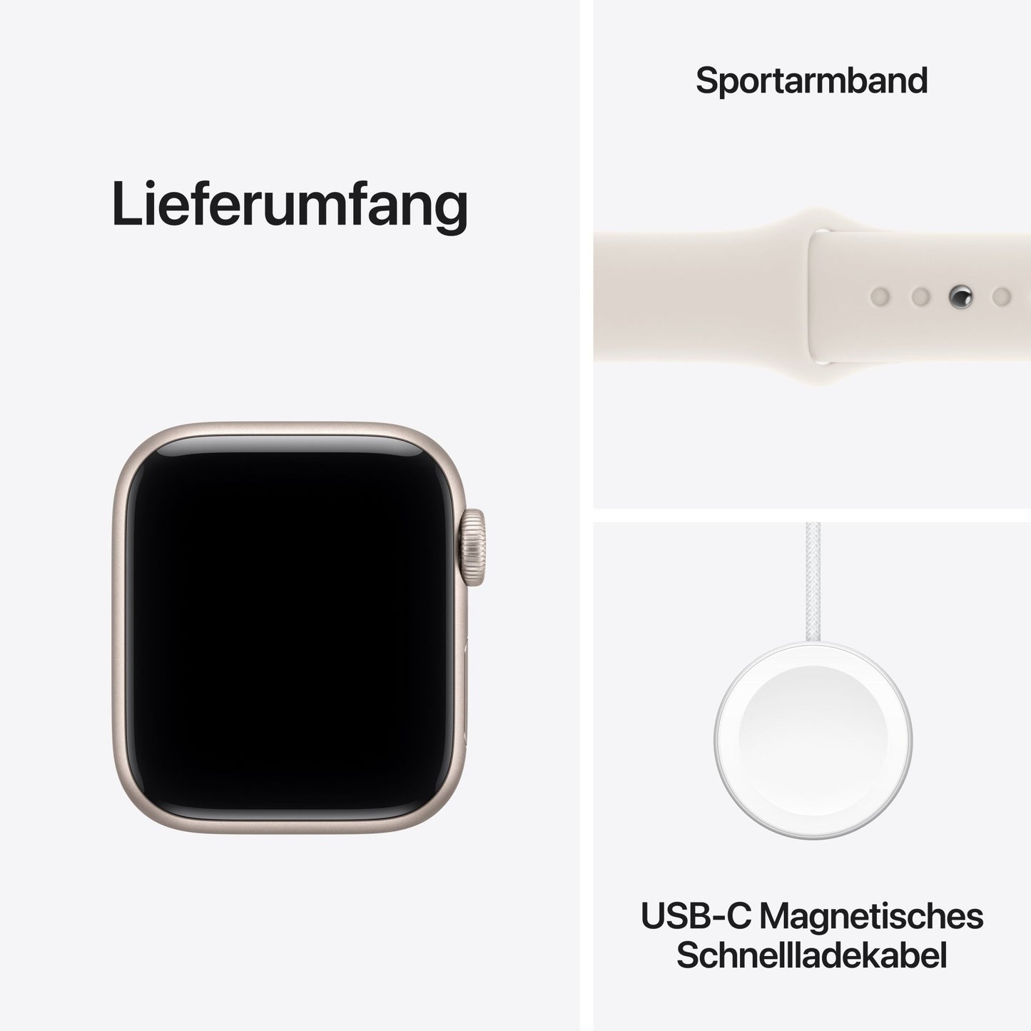 Apple Watch SE 3 GPS 40mm Sternenlicht Aluminium Case mit Sternenlicht Sportarmband - S/M