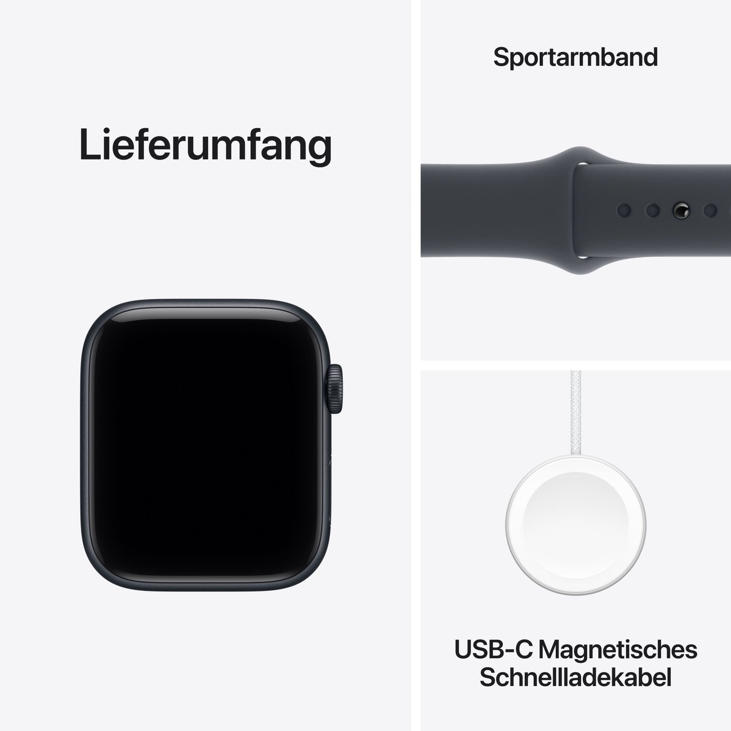 Apple Watch SE 3 GPS 44mm Mitternacht Aluminium Case mit Mitternacht Sportarmband - S/M